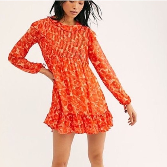 FREE PEOPLE, These Dreams Mini Dress in Orange, XS - Picture 9 of 14